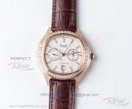 UF Factory Piaget Black Tie Baguette Diamond Rose Gold Case Brown Leather Strap 42 MM 9100 Watch